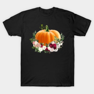 pumpkins and flowers, pumpkins, halloween, fall, autumn, orange T-Shirt